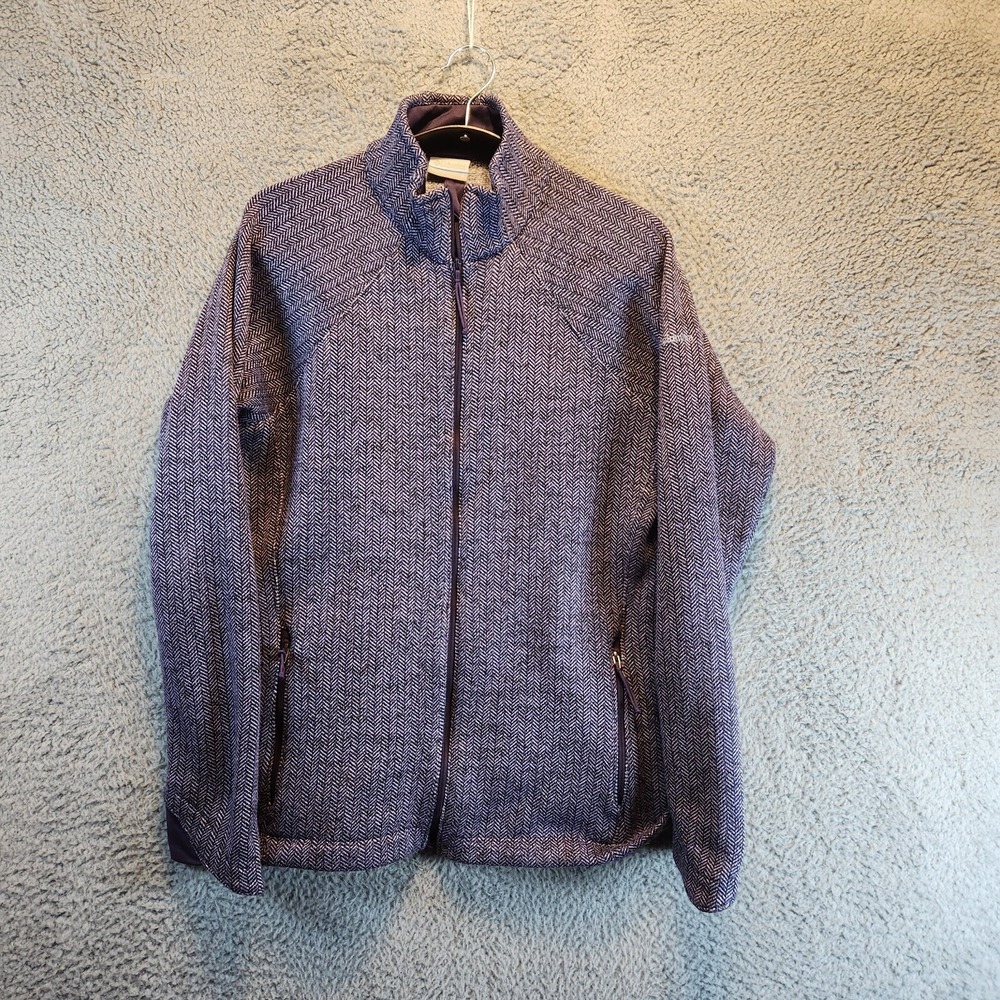 Columbia Jackets Women's XL Purple Herringbone Mock Neck Long Sleeve Full Zip